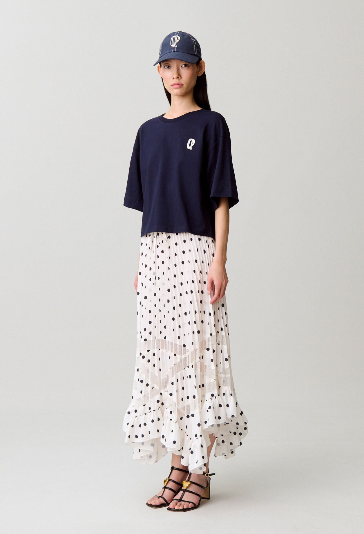 Polka dot pleated skirt