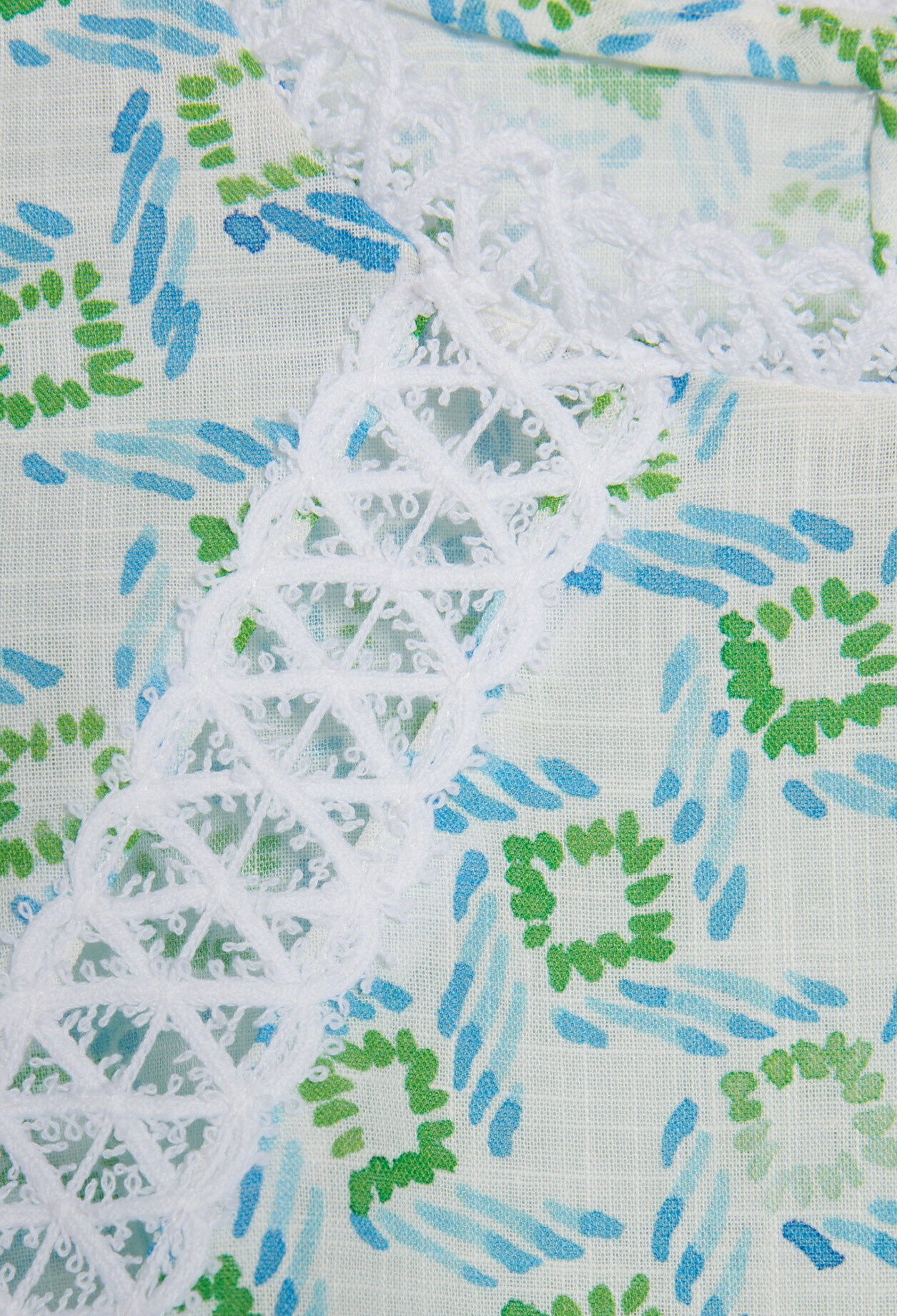 Chemise bleue imprimée à galons dentelle