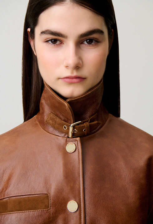 Oversized leather jacket