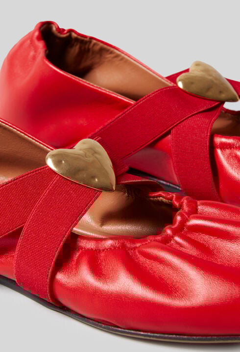 Leather ballet flats with heart