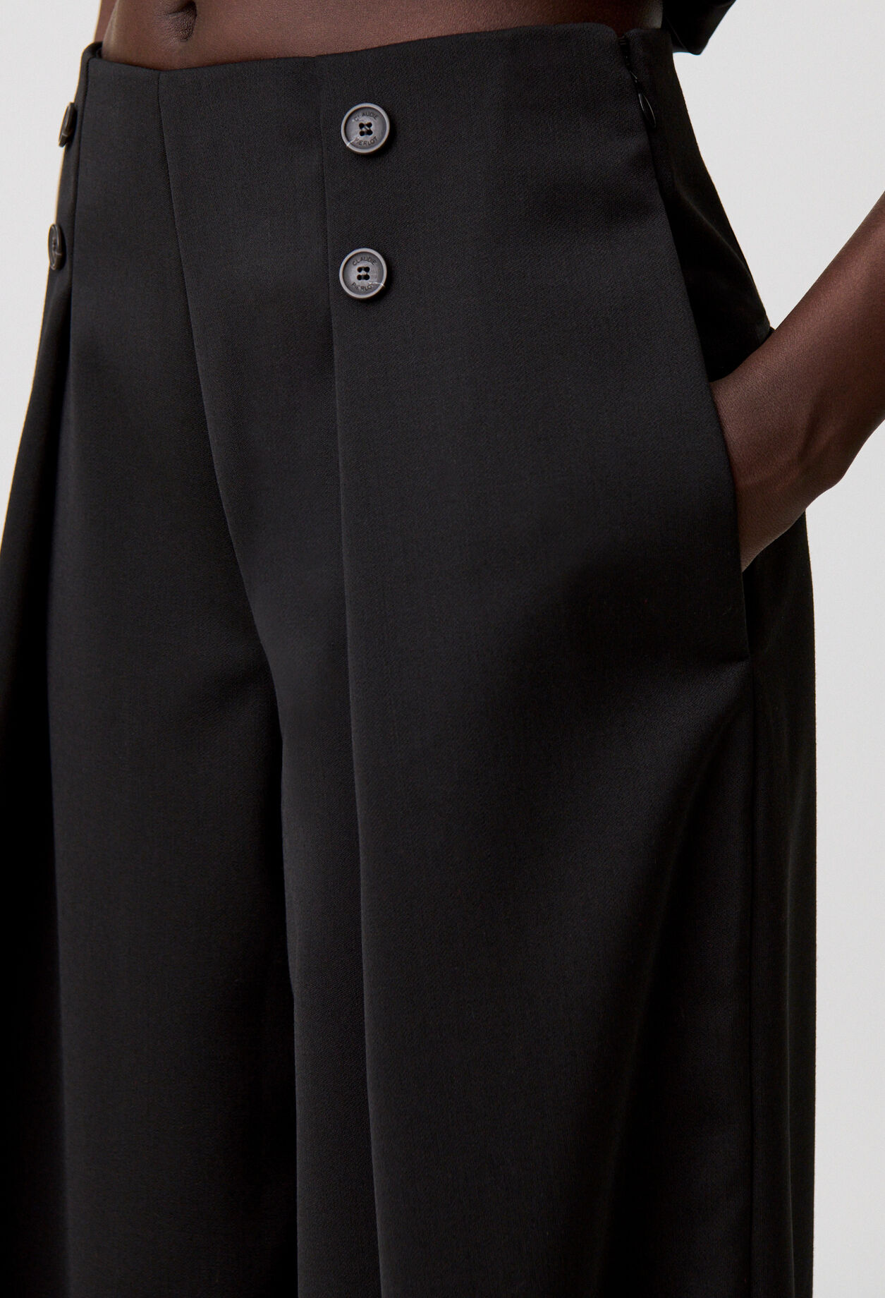 Wide-leg wool-blend trousers