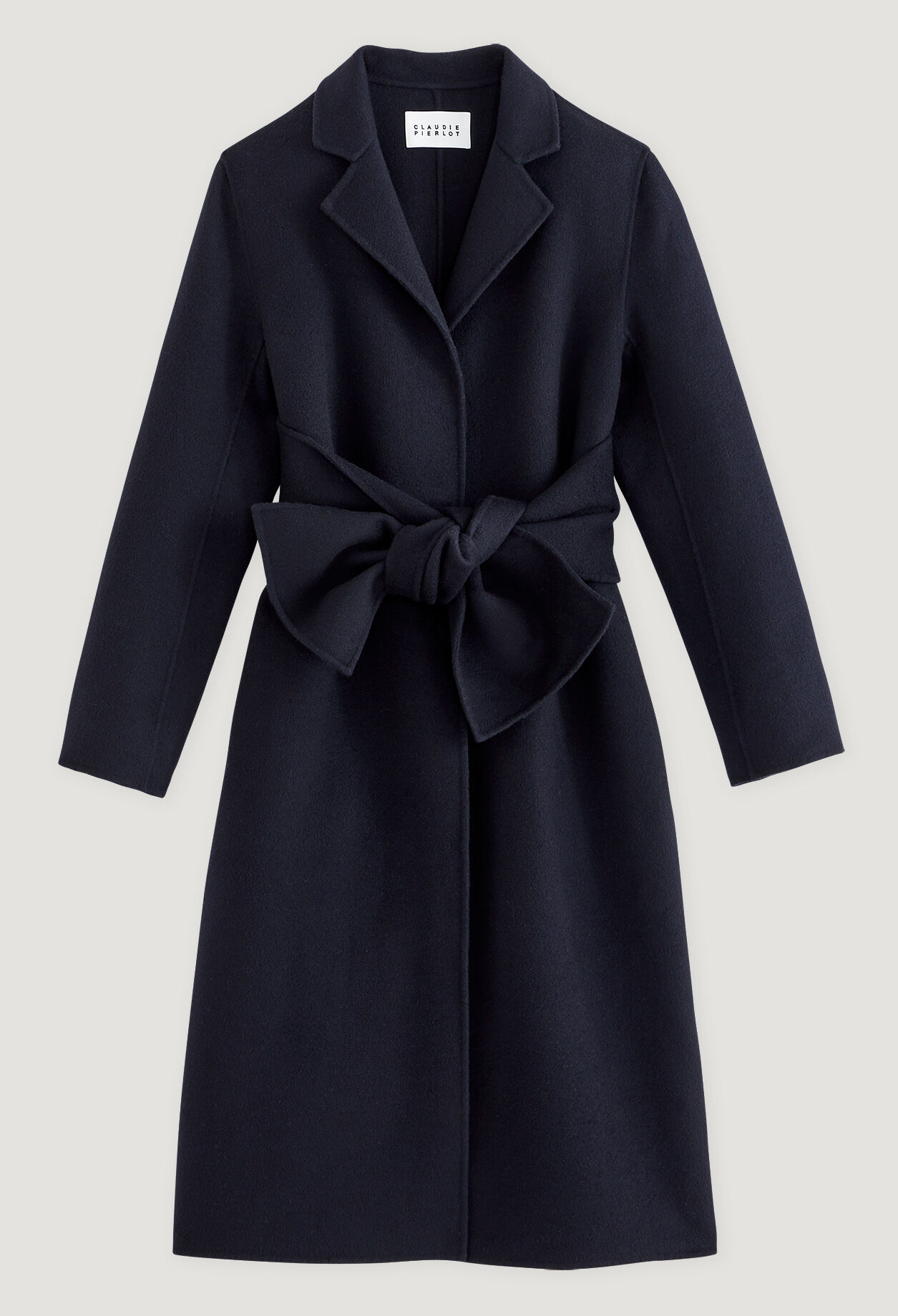 Coat with tie belt