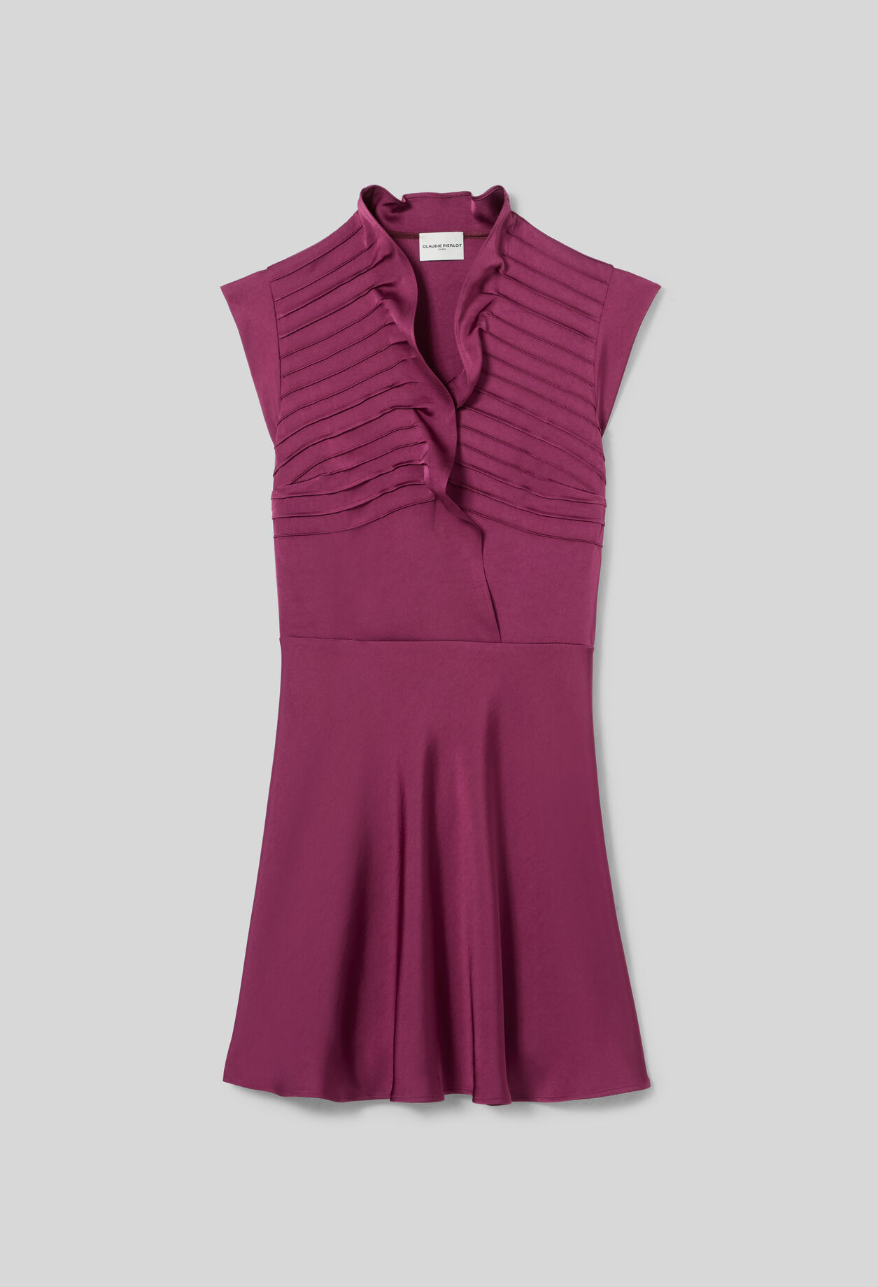 Satin ruffle collar dress