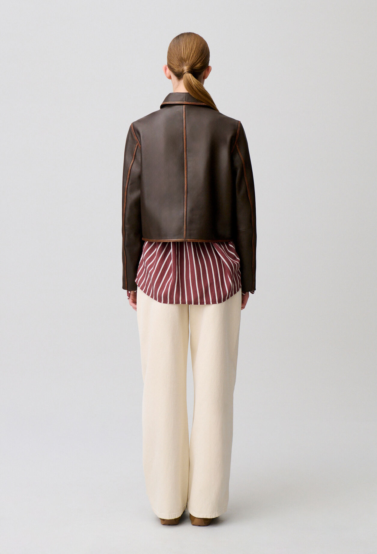 Cropped Vintage Leather Jacket for women | Claudie Pierlot