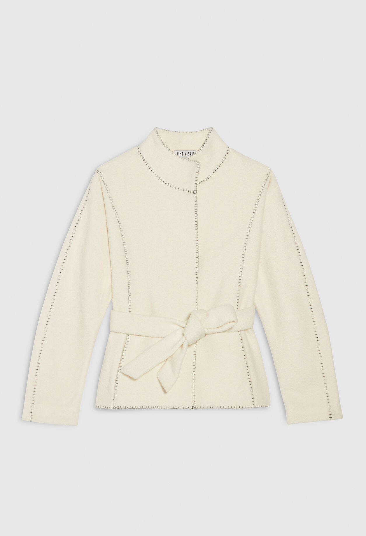 Belted straight cut jacket