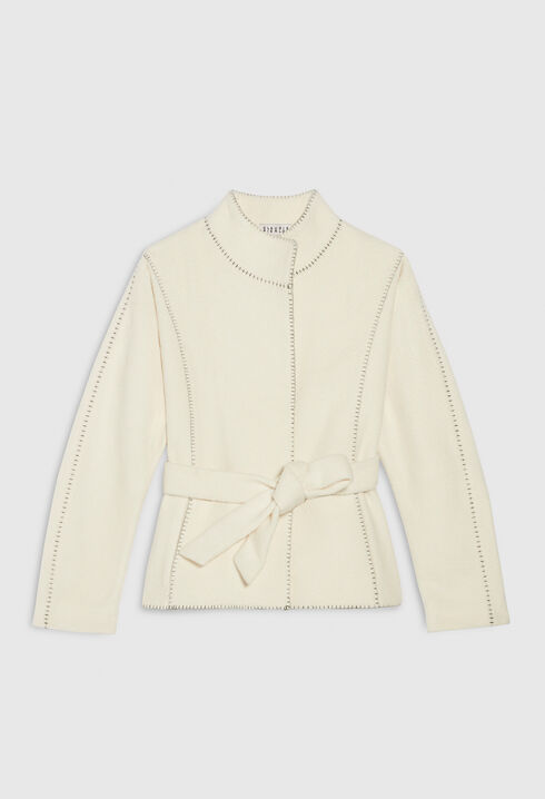 Belted straight cut jacket