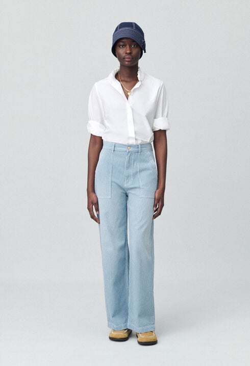Wide-leg Faded Jeans