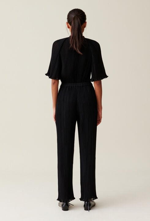 Pleated Flowy Ruffle Trousers