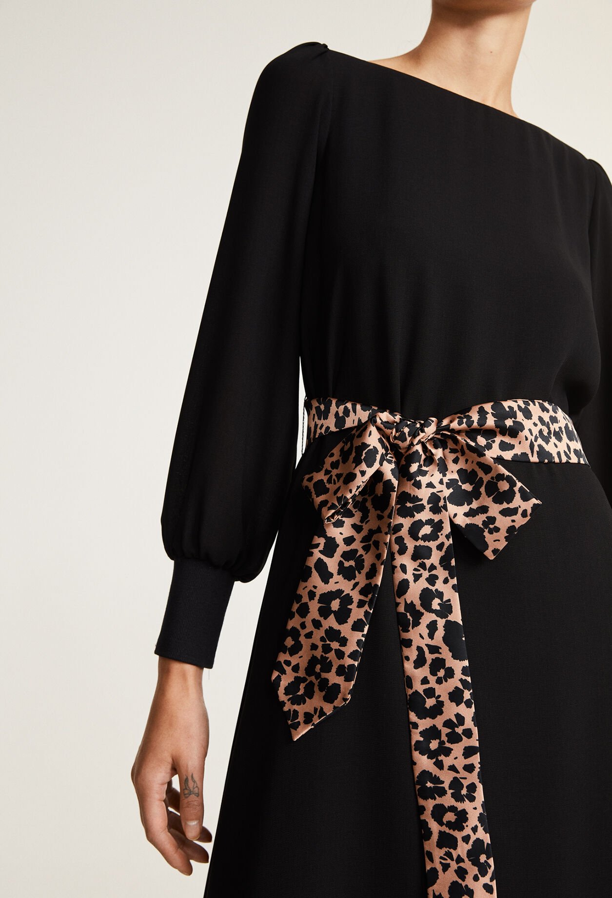 Belted leopard print dress
