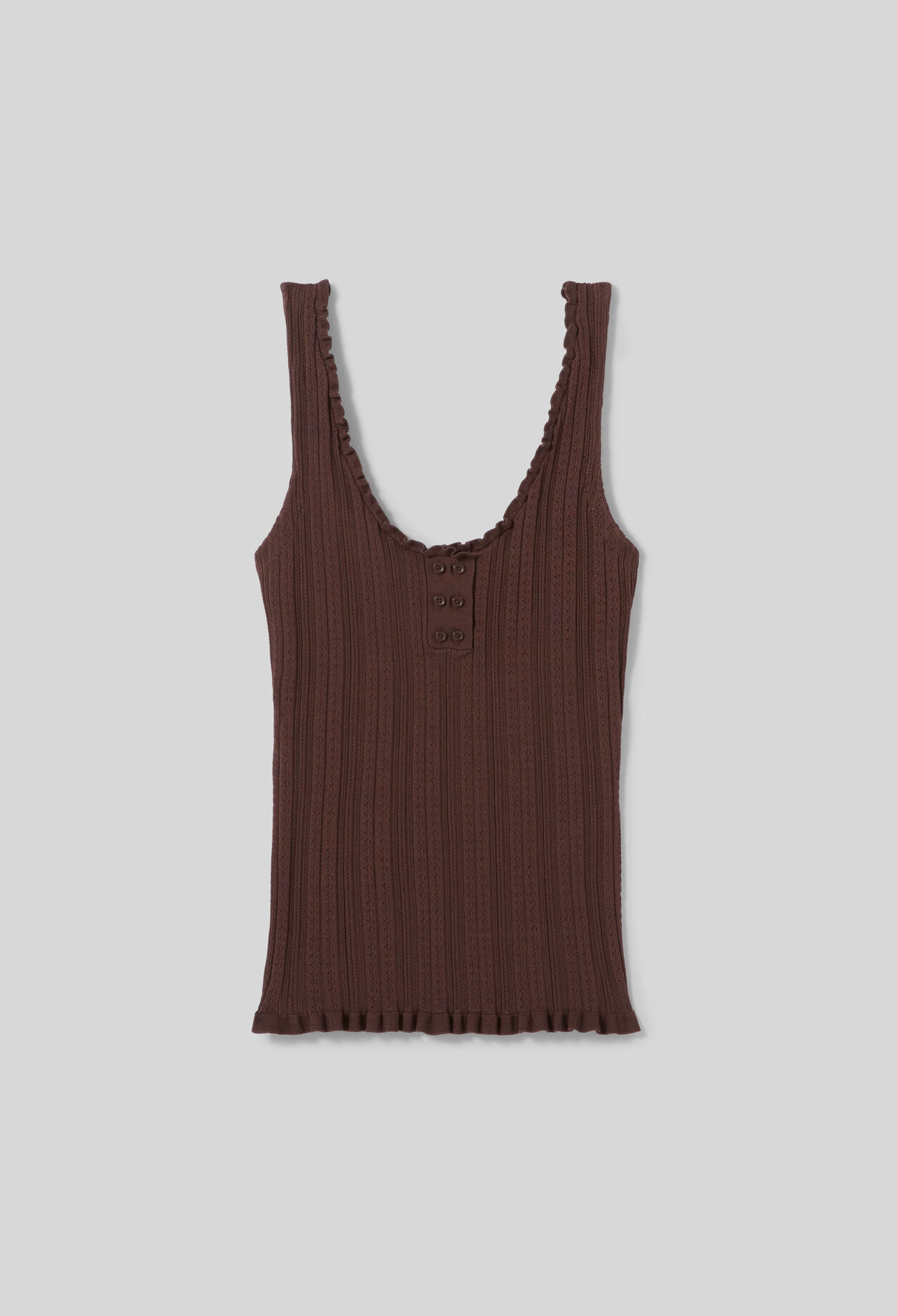 Ruffle pointelle knit tank