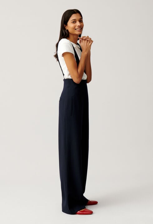 Navy trousers with braces
