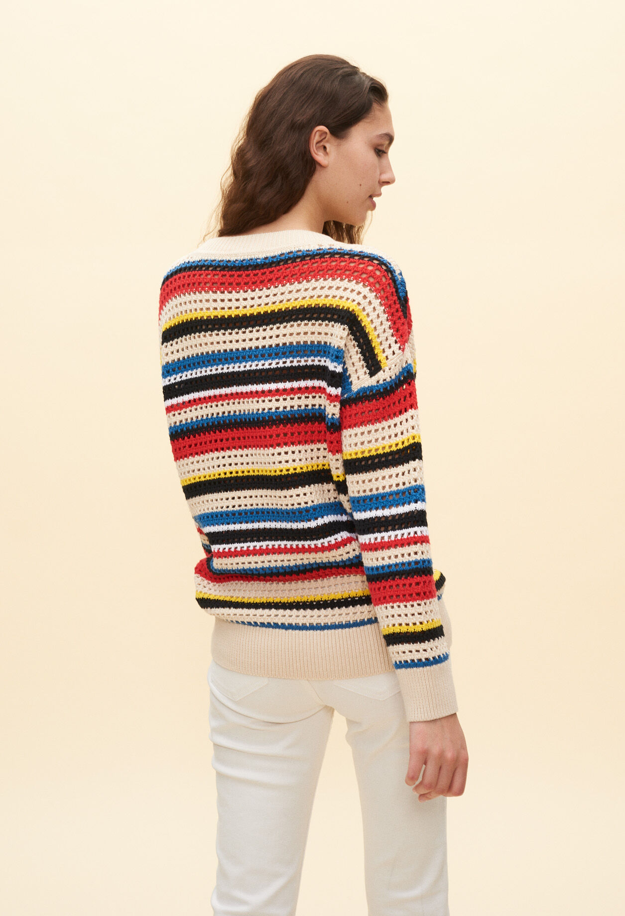 Striped openwork sweater