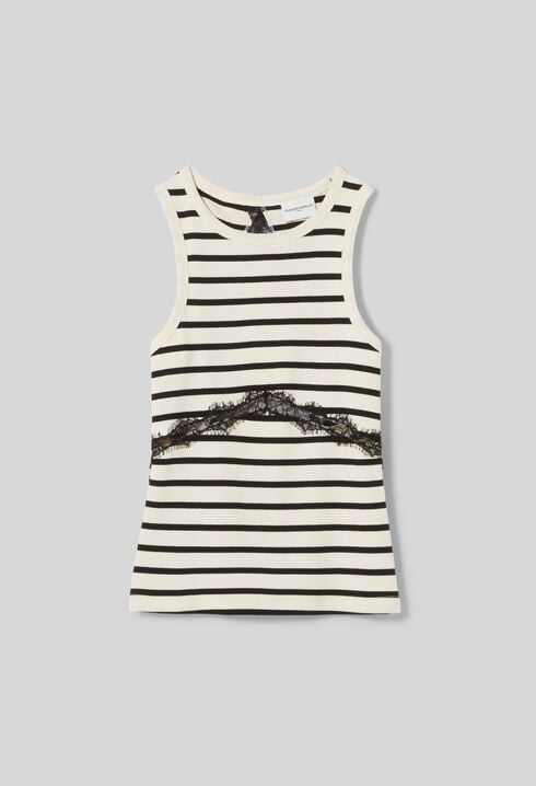 Breton stripe lace cotton T-shirt
