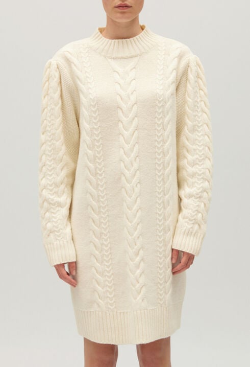 Ecru knitted jumper dress