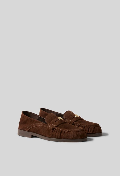 Chocolate suede loafers