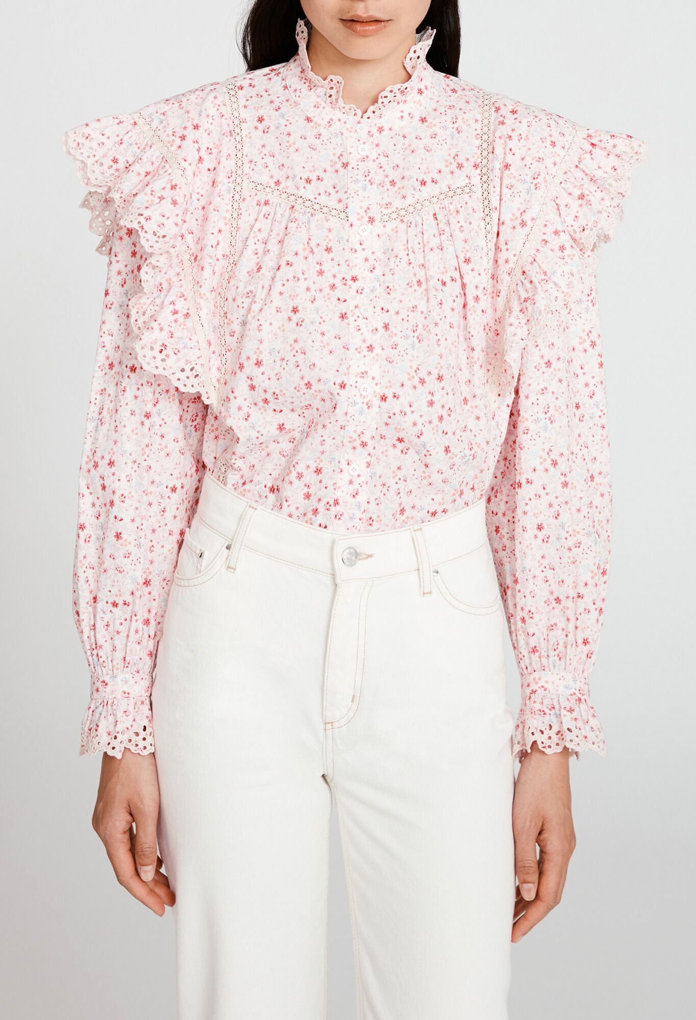 Blouse blanche imprime fleuri for women Claudie Pierlot