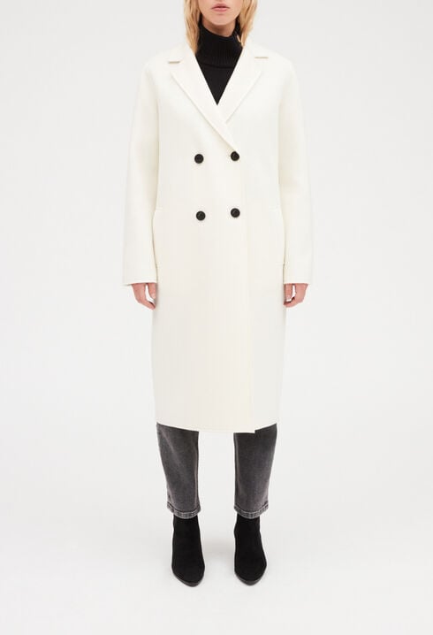 Ecru straight mid-length coat
