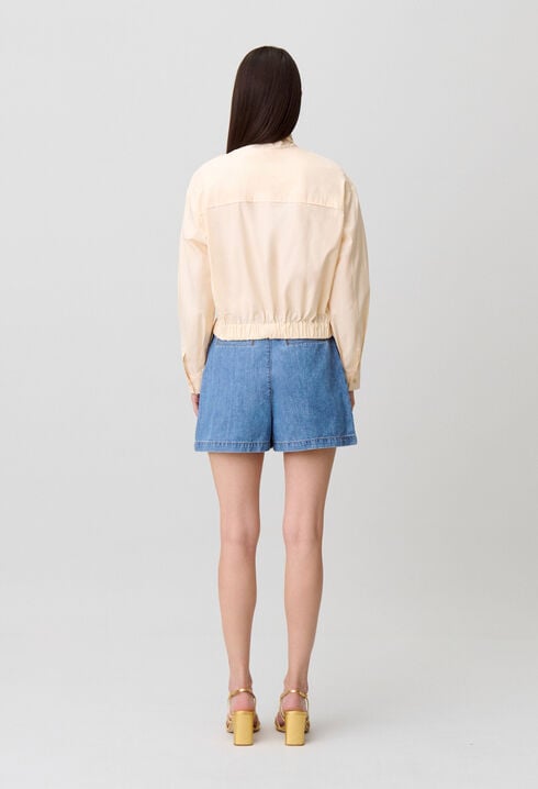 Pussy-bow poplin blouse
