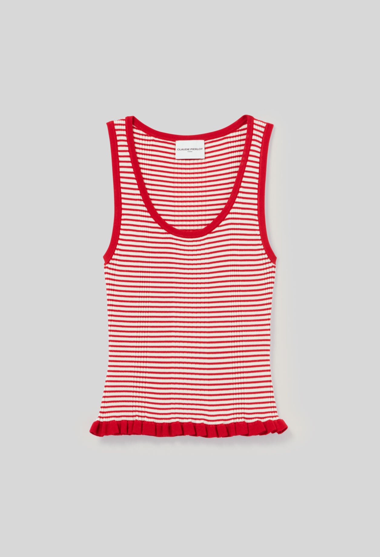Striped fine-knit tank top