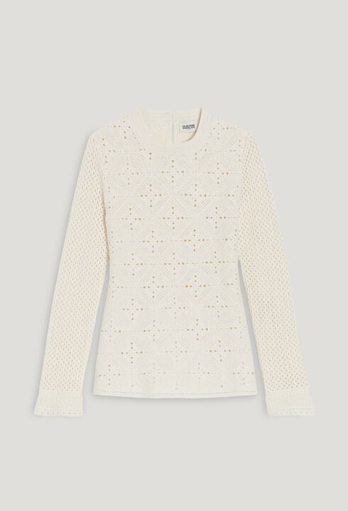 Ecru openwork cotton jumper