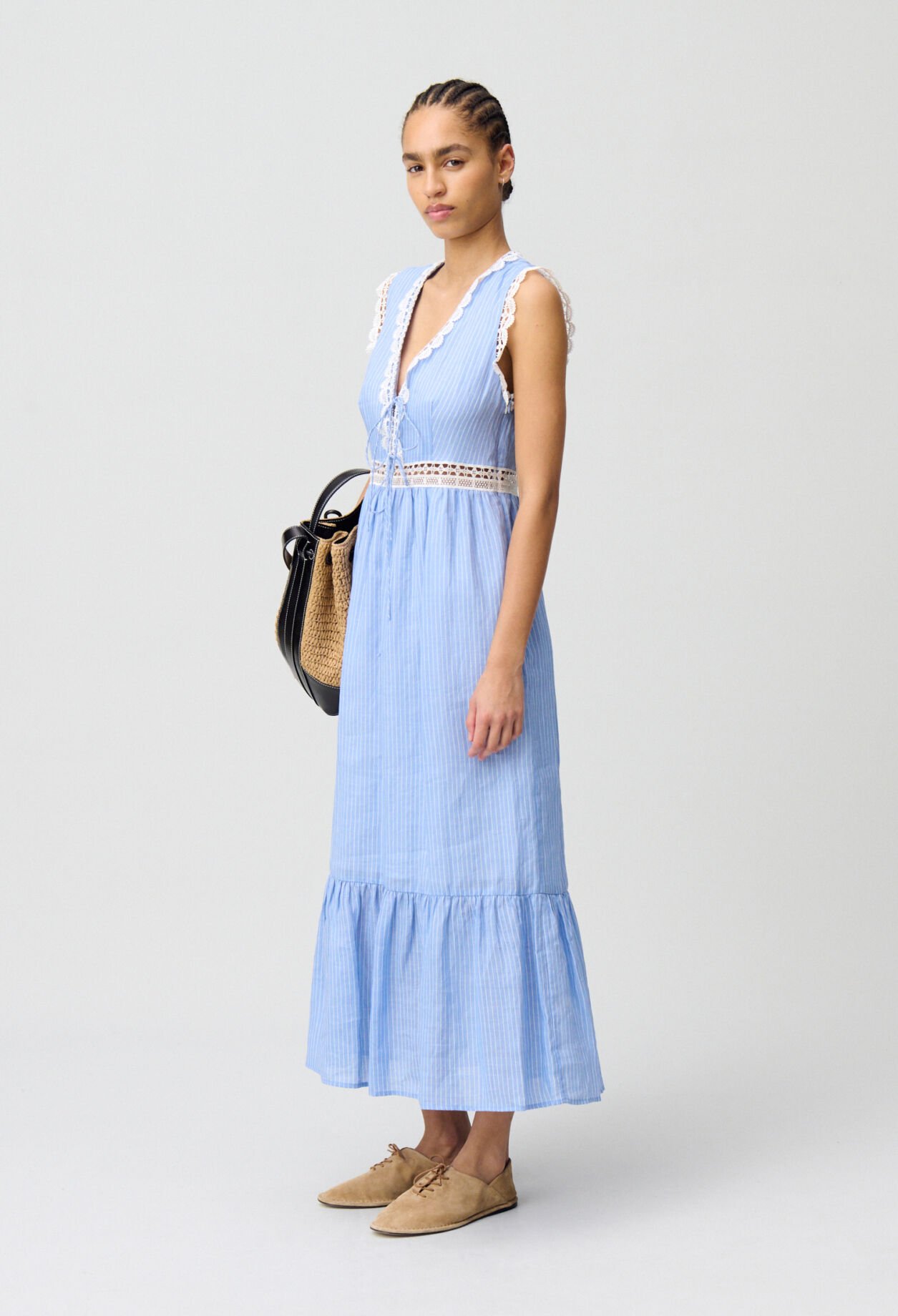 Striped Lace Maxi Dress
