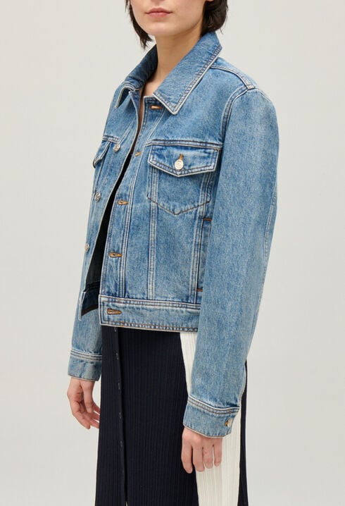 Blue straight-leg denim jacket