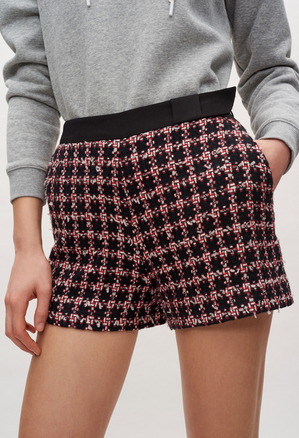 High waisted tweed shorts sales