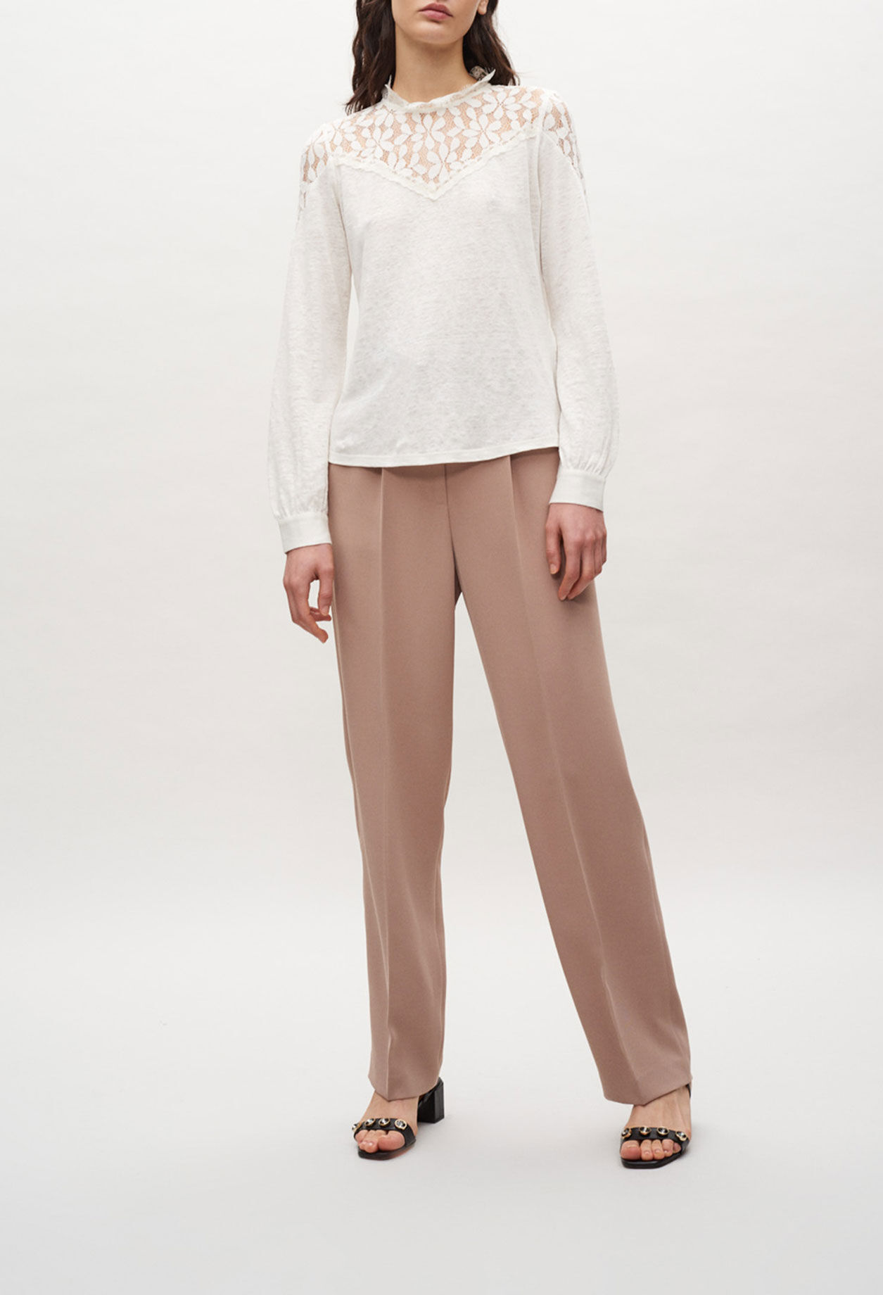 Top with lace inserts