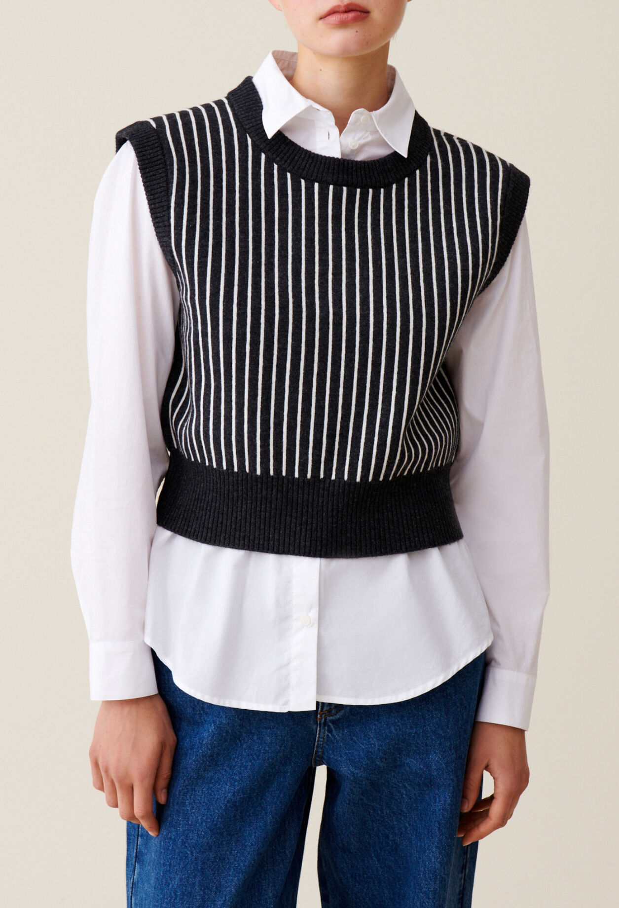 Sleeveless Striped Knit Top