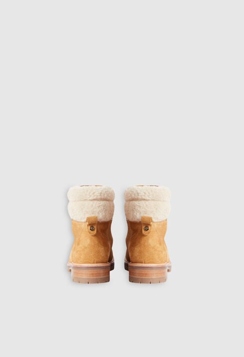 Bottines caramel effet peau lainée