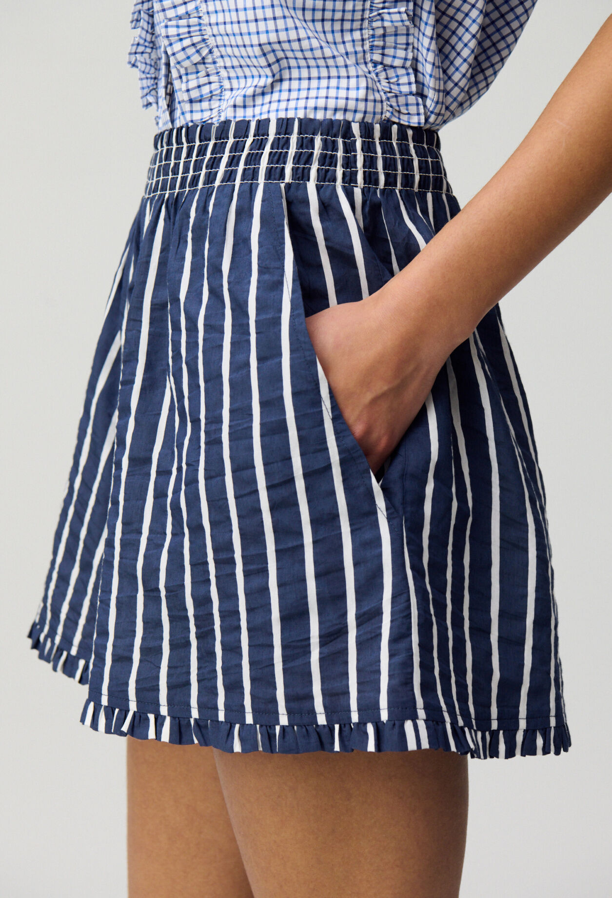 クレープ★スカート風★ショートパンツ★ CLAUDIE PIERLOT Striped Lace Shorts for women | Claudie Pierlot