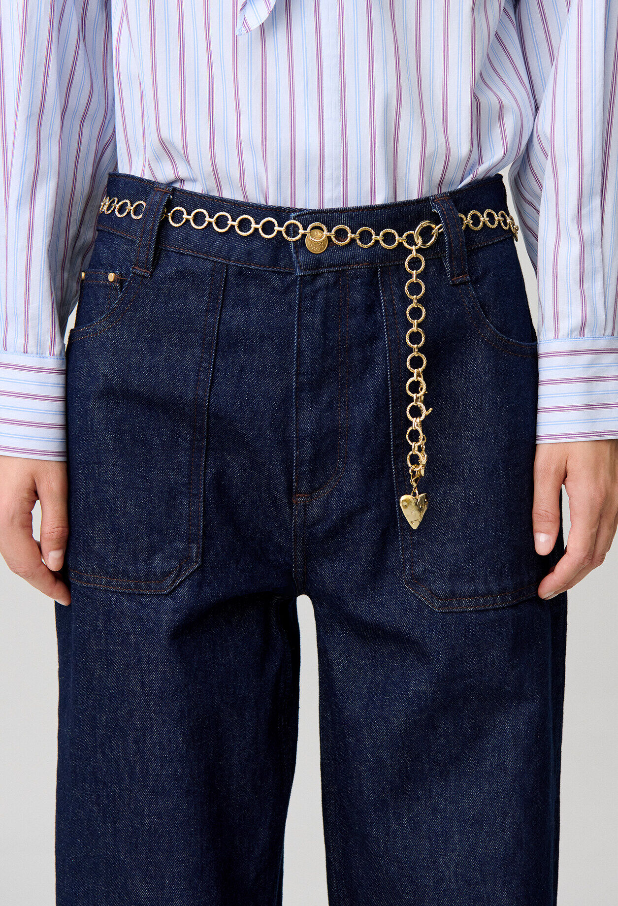 Gold-Tone Chain Belt with Charms