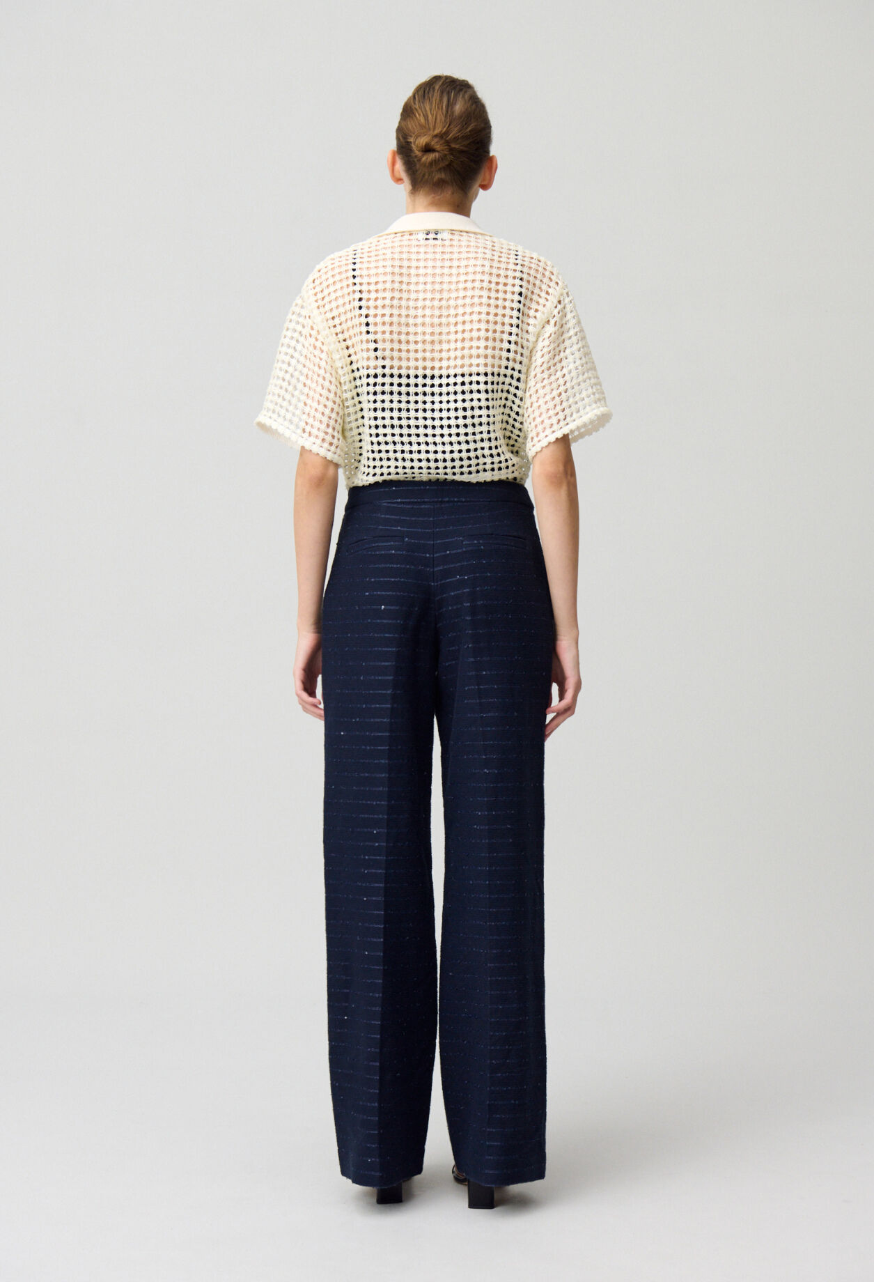 Striped straight cut trousers