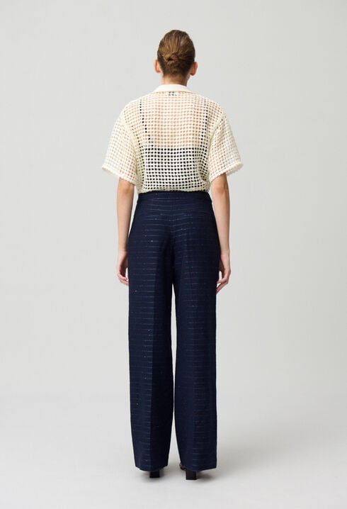 Striped straight cut trousers