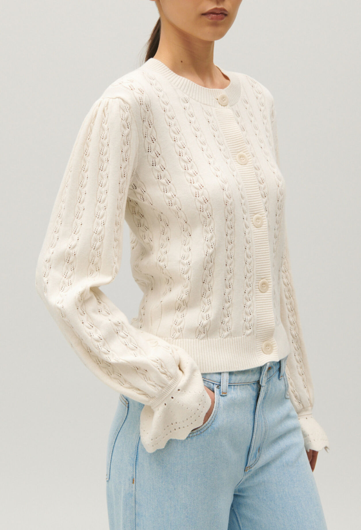 Ecru knitted cardigan