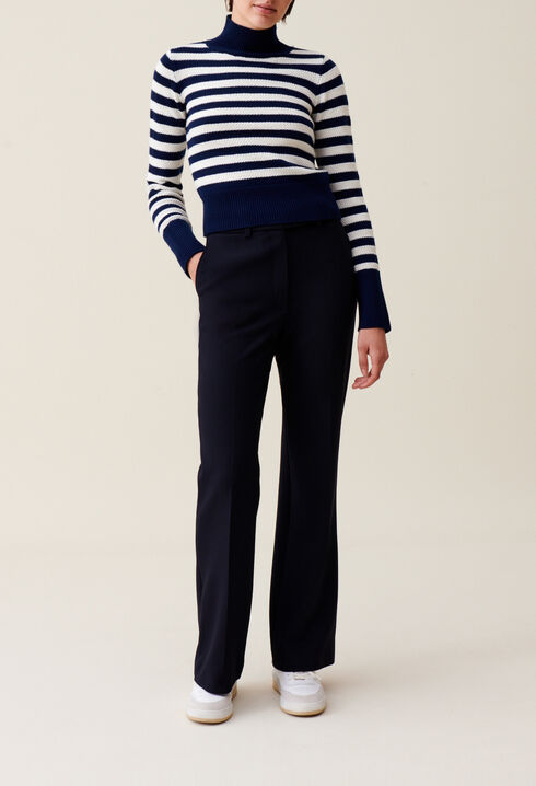 High-neck striped jumper