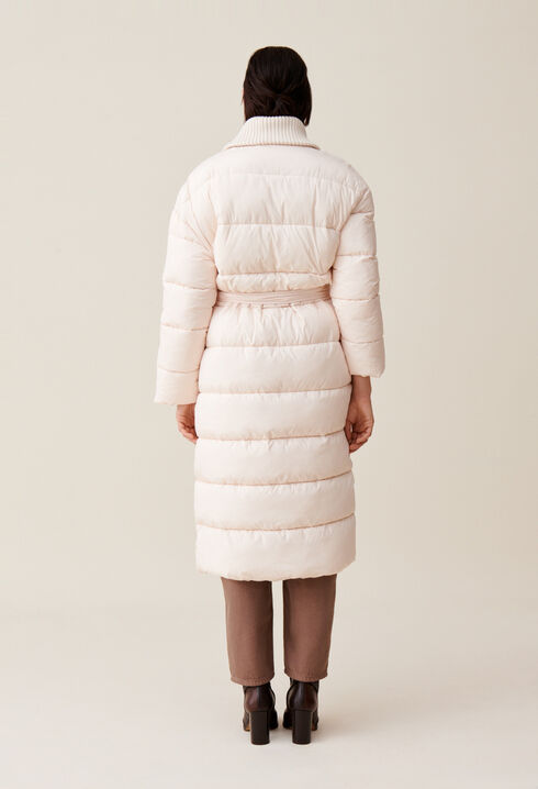 Long padded shawl collar coat