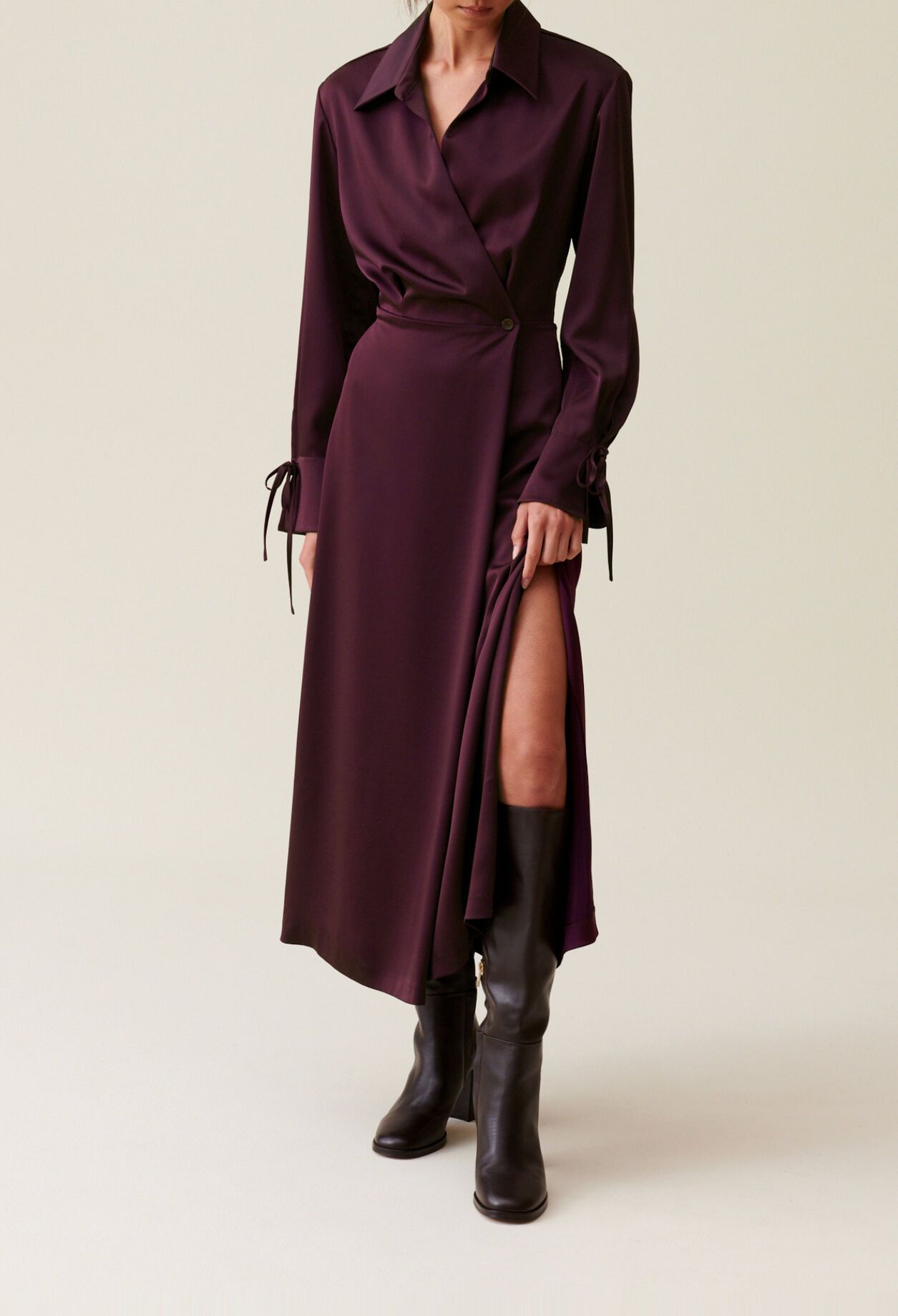 Burgundy crossover maxi dress
