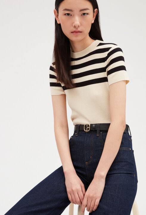 Two-tone short-sleeved jumper
