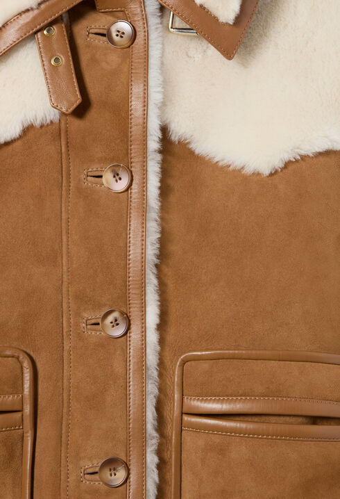 Shearling jacket leather collar