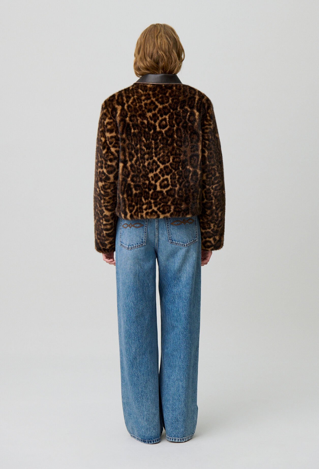 Leopard faux fur coat