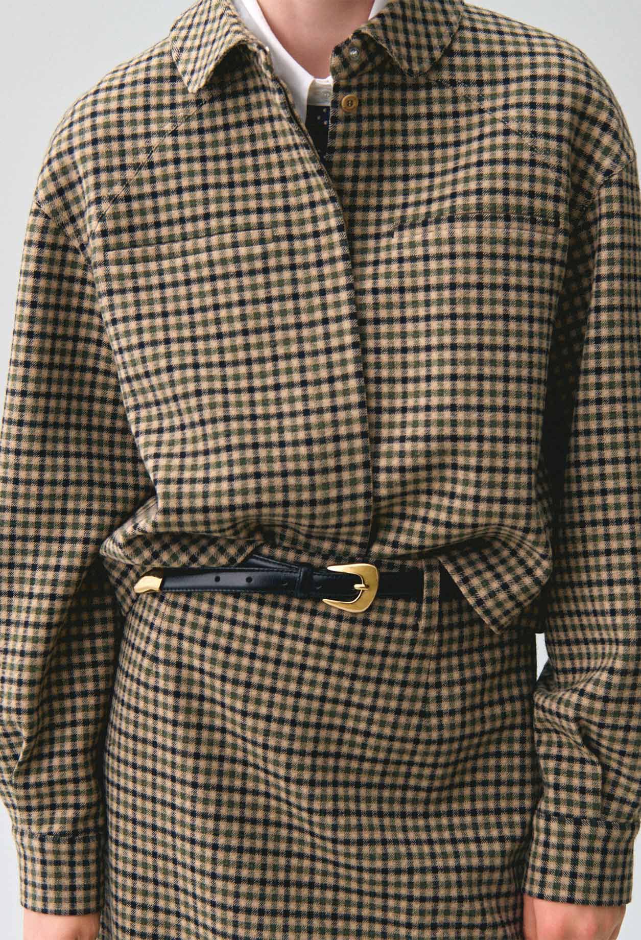 Short checked wool blend jacket