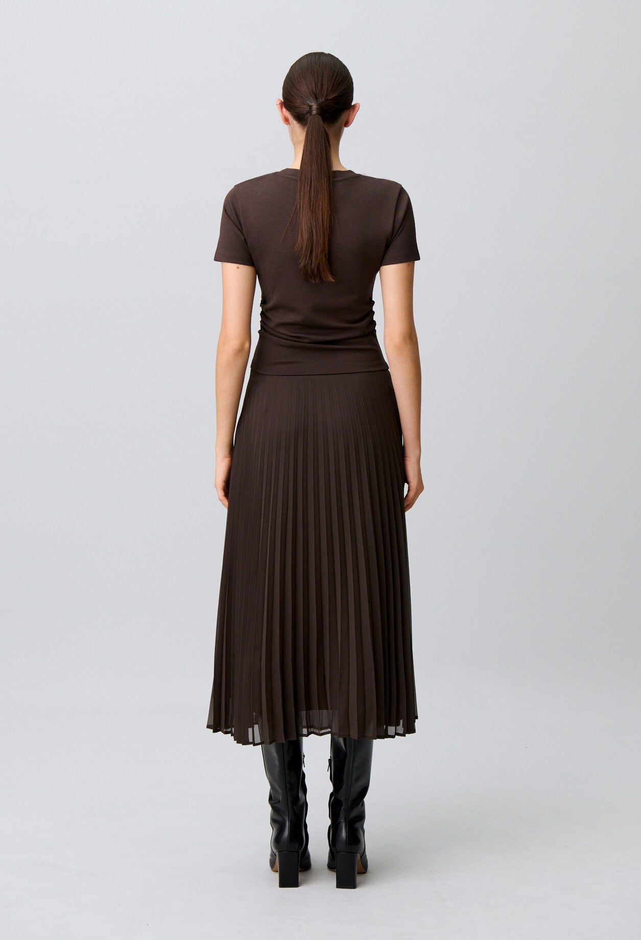 Pleated bi-material dress