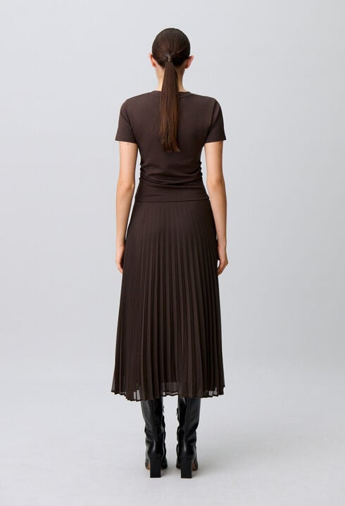 Pleated bi-material dress
