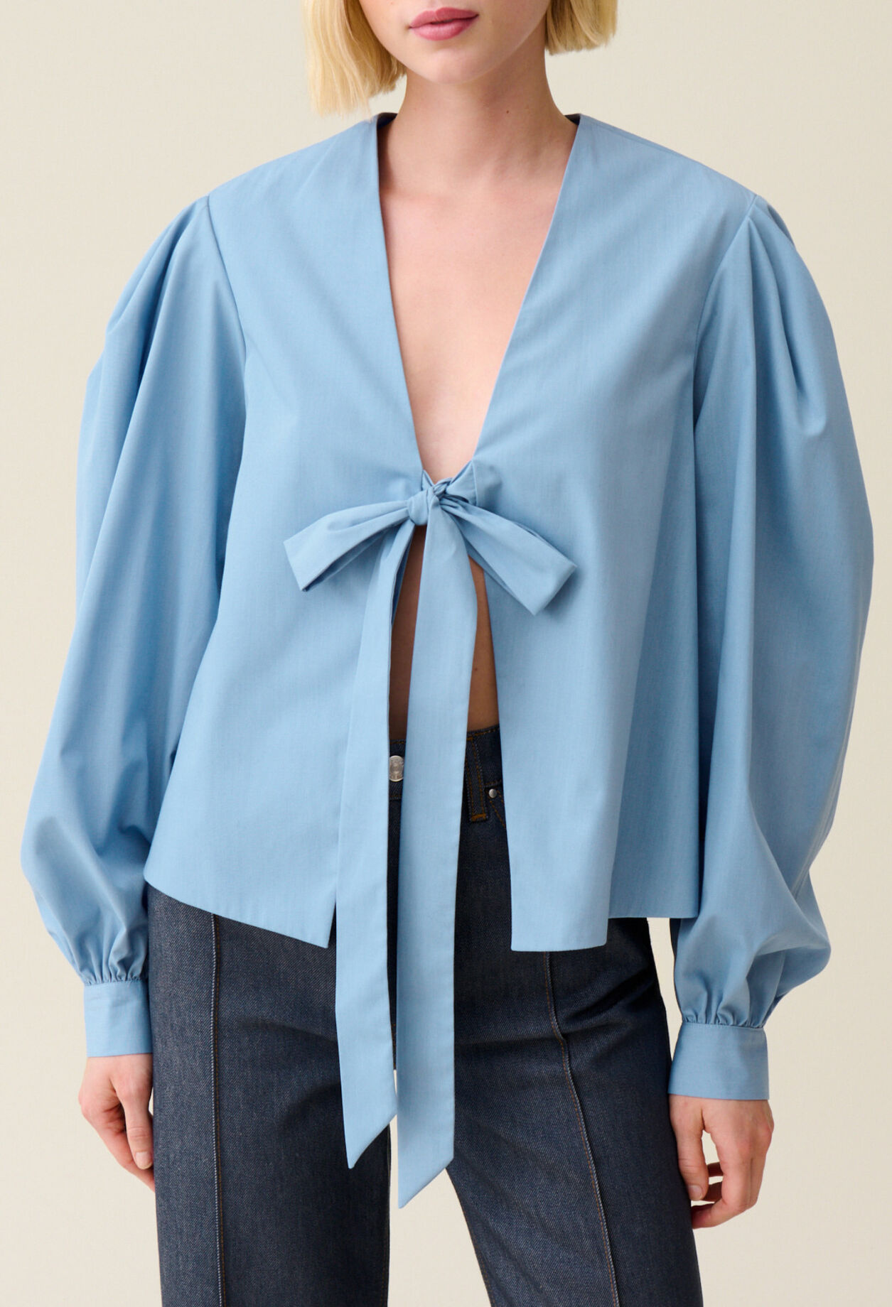Tie-Front V-Neck Blouse