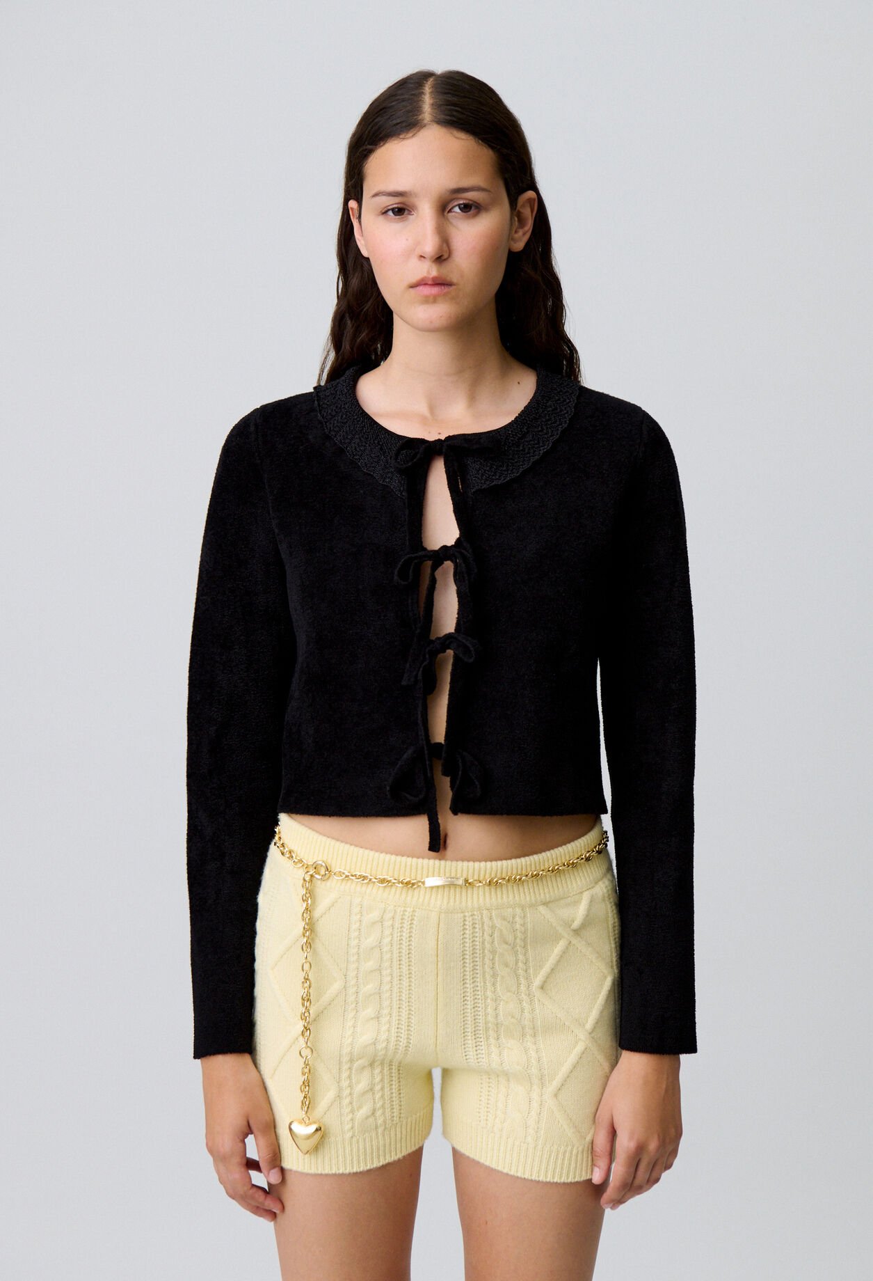 Velour knit cardigan