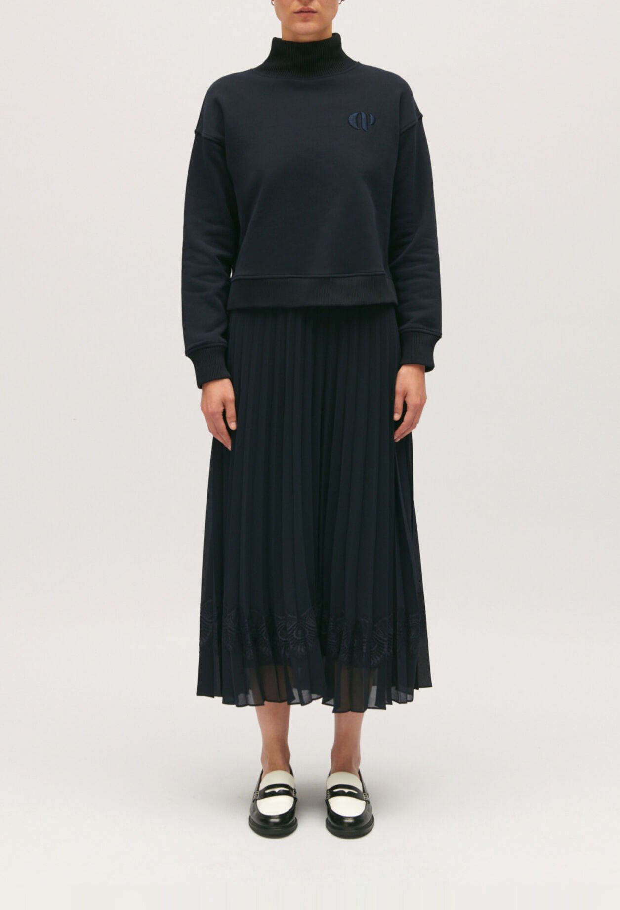 Teli navy blue illusion midi dress