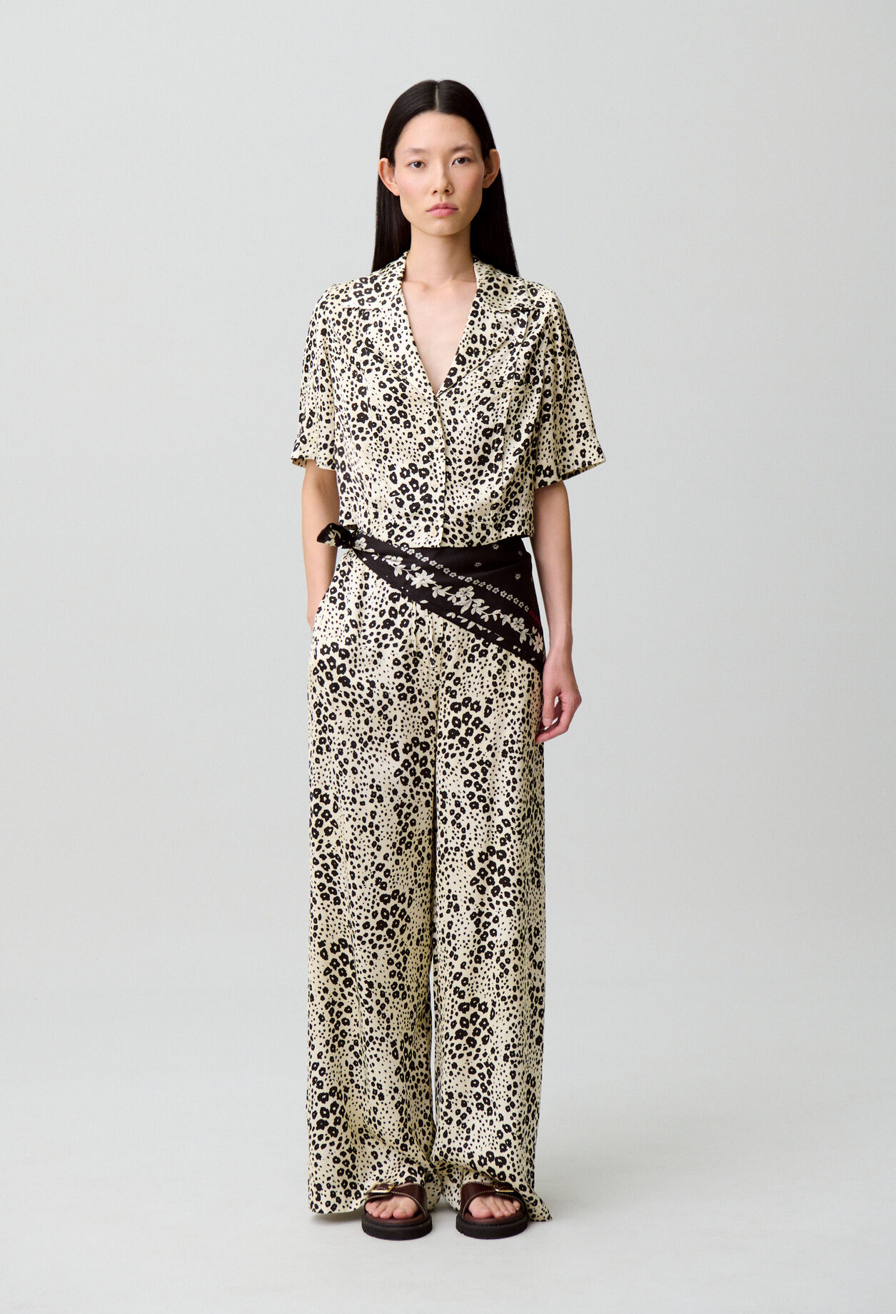 Animal print satin shirt