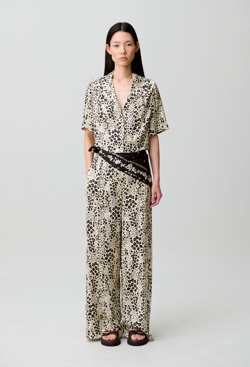 Animal print satin shirt