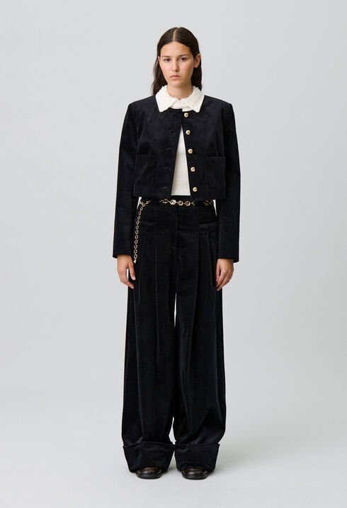 Short Velvet Boxy Jacket